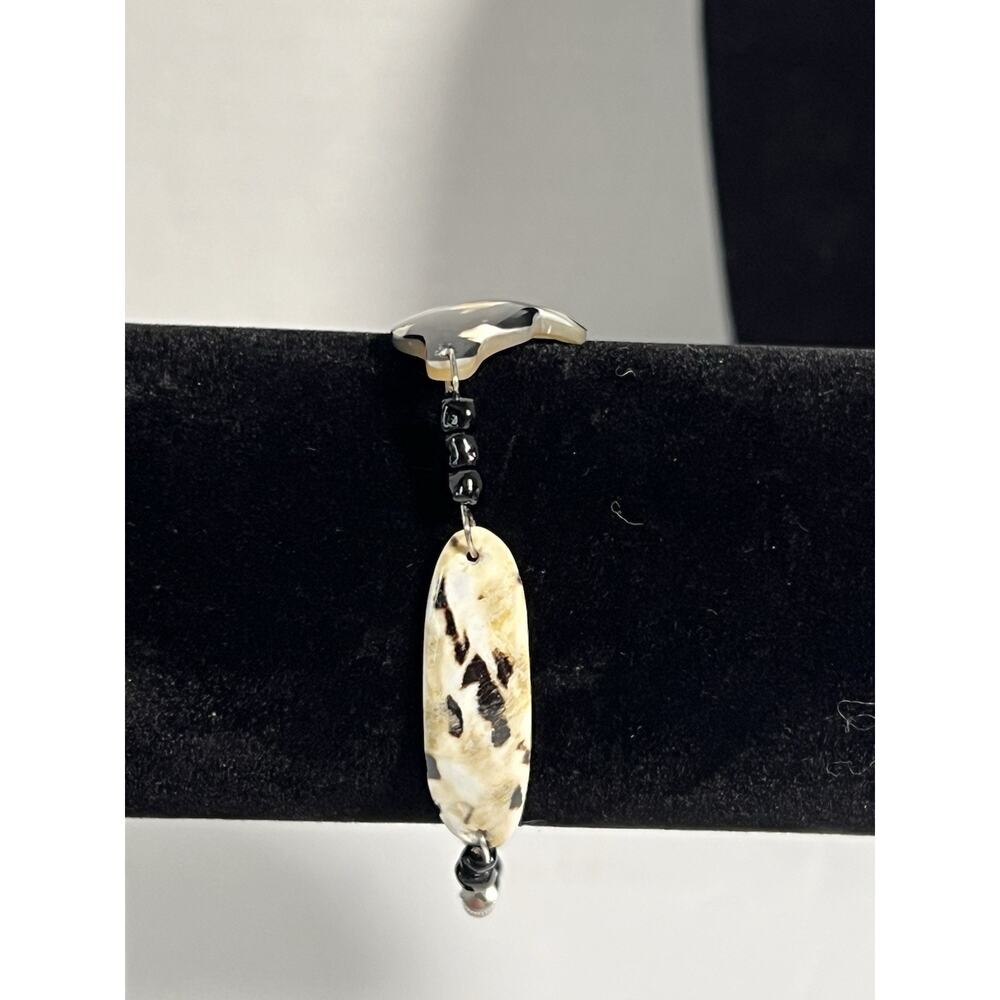 Dolphin Shell Bracelet Barrel Lock Clasp Nautical Beach Vtg Style Jewelry